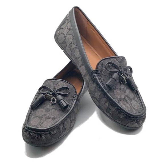 🔥HP🔥 COACH Moira Signature Jacquard Loafers Black/Coal - Size 7.5 - Picture 2 of 14